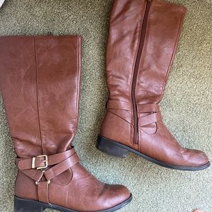 Brown tall riding boots
